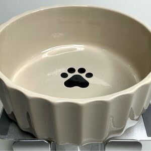 Signature Ripple Ceramic Dog Bowl Breeds Big Scallop 6” Pet Bowl Taupe New
